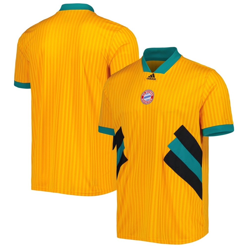 adidas Bayern Munich FC Icon Retro Jersey 2022-23 Men’s Small Yellow Teal